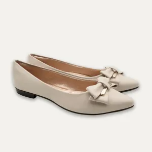 Belkis Off White Pointed Toe Flats