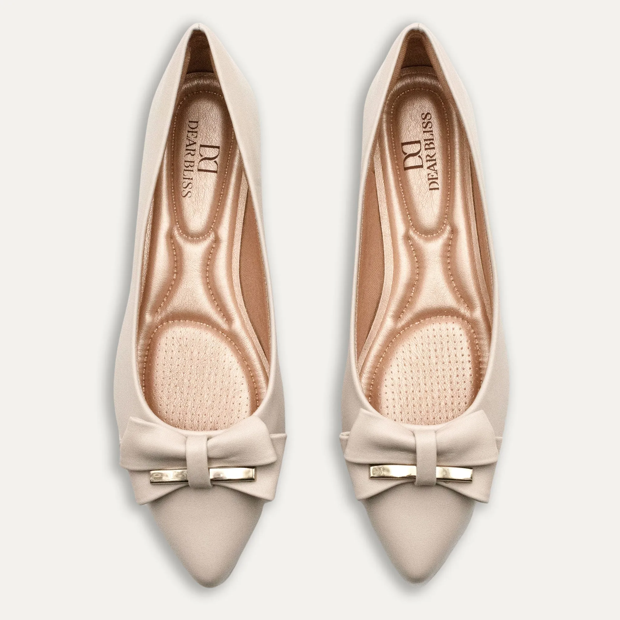 Belkis Off White Pointed Toe Flats