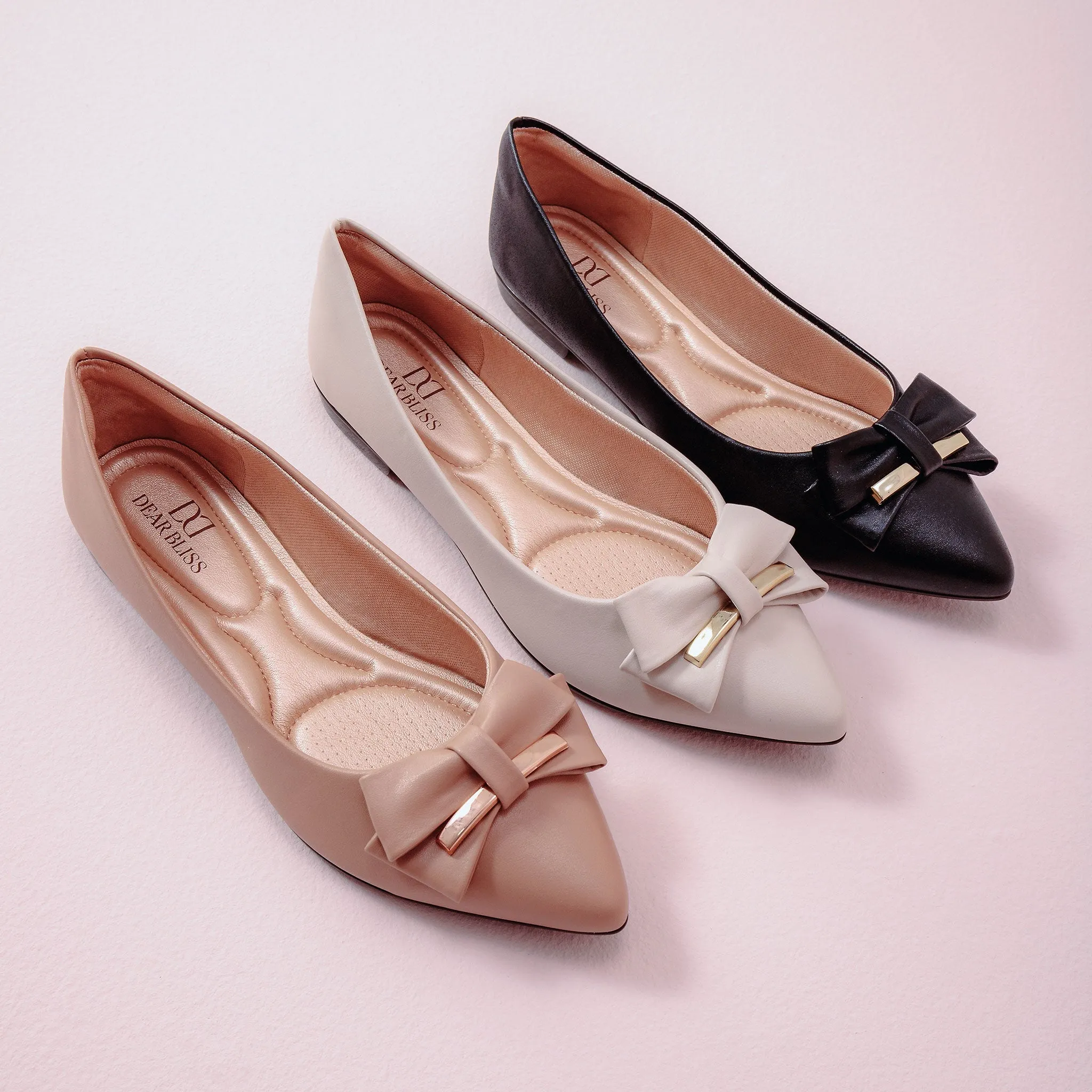 Belkis Off White Pointed Toe Flats