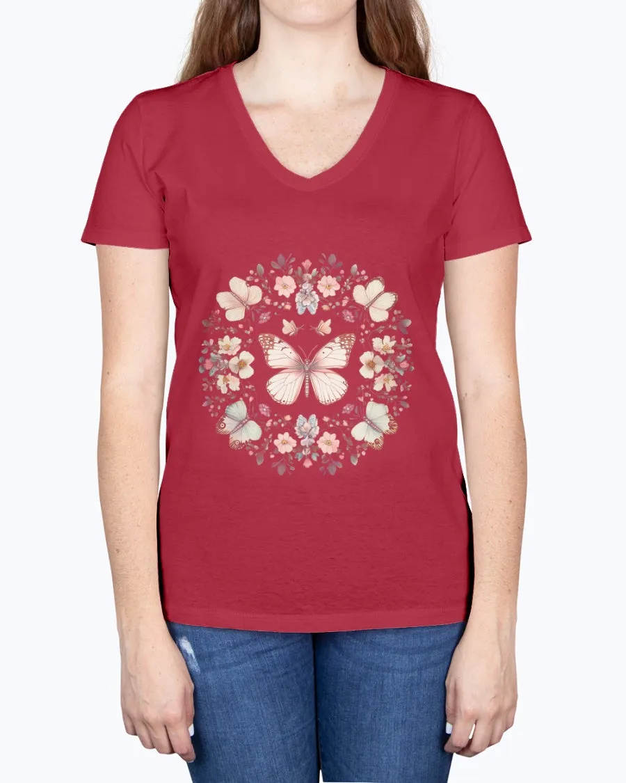 Butterflies circle - Ladies V-neck T-Shirt