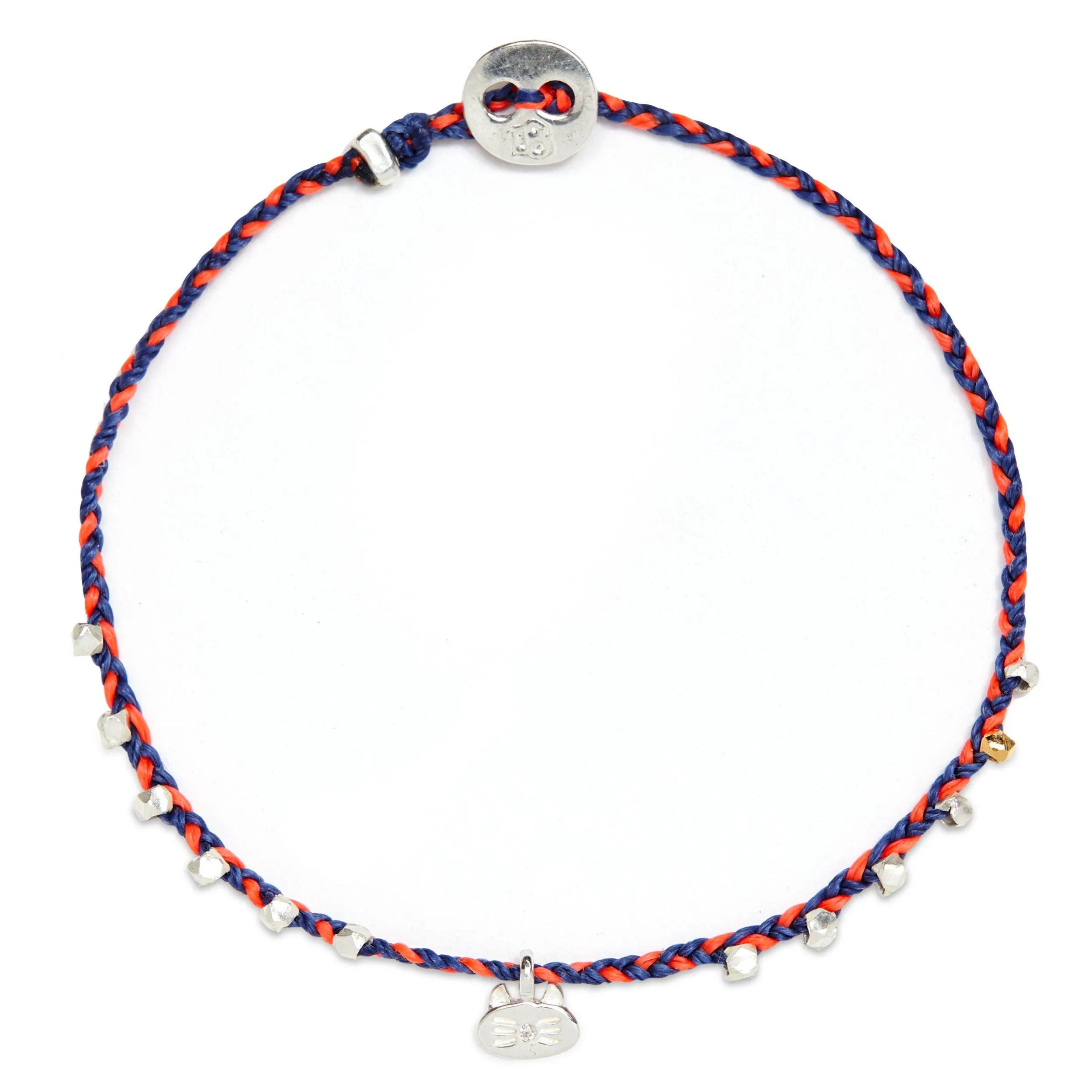 Easygoing Diamond Kitty Charm Bracelet in Royal & Neon Pink