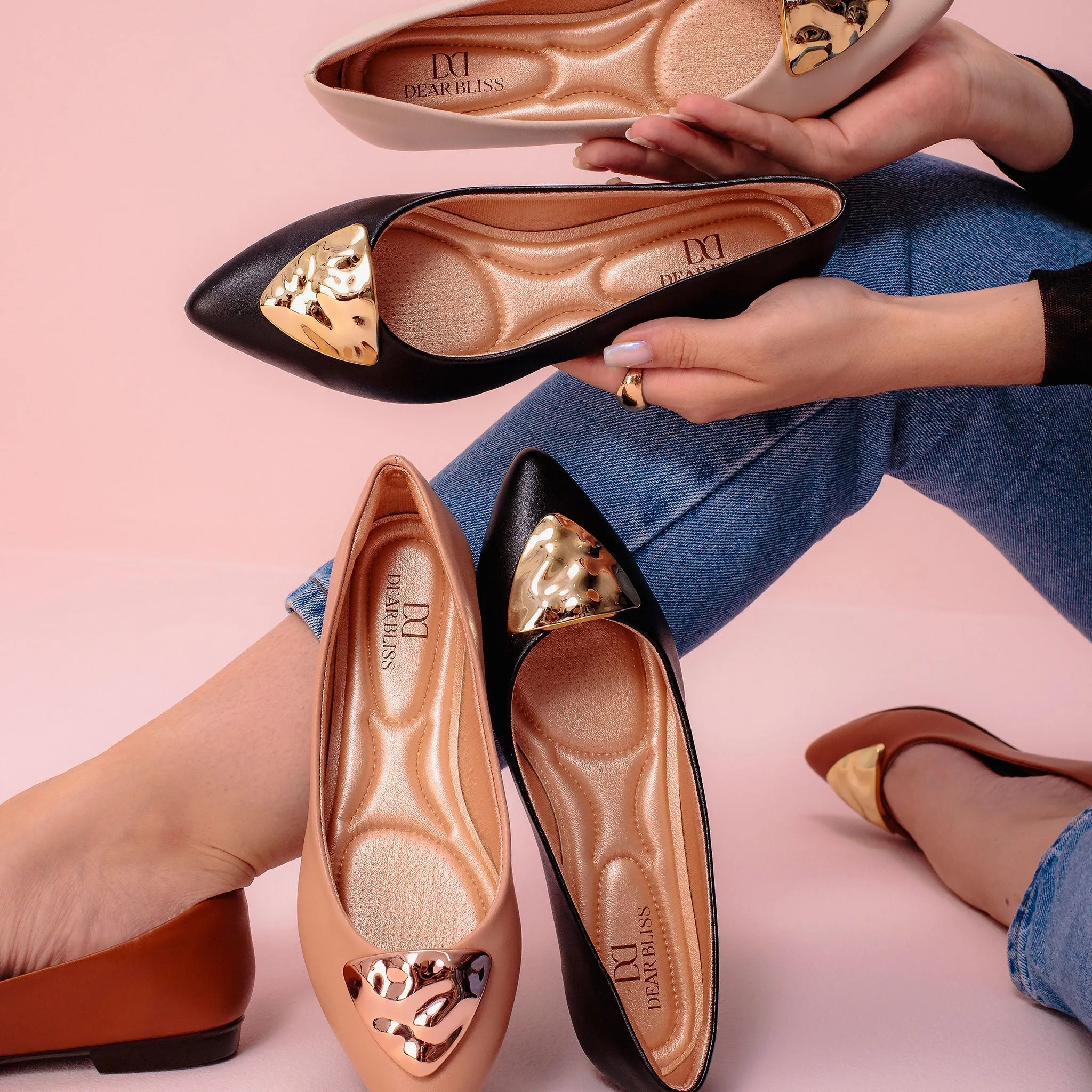 Elena Black Pointed Toe Flats