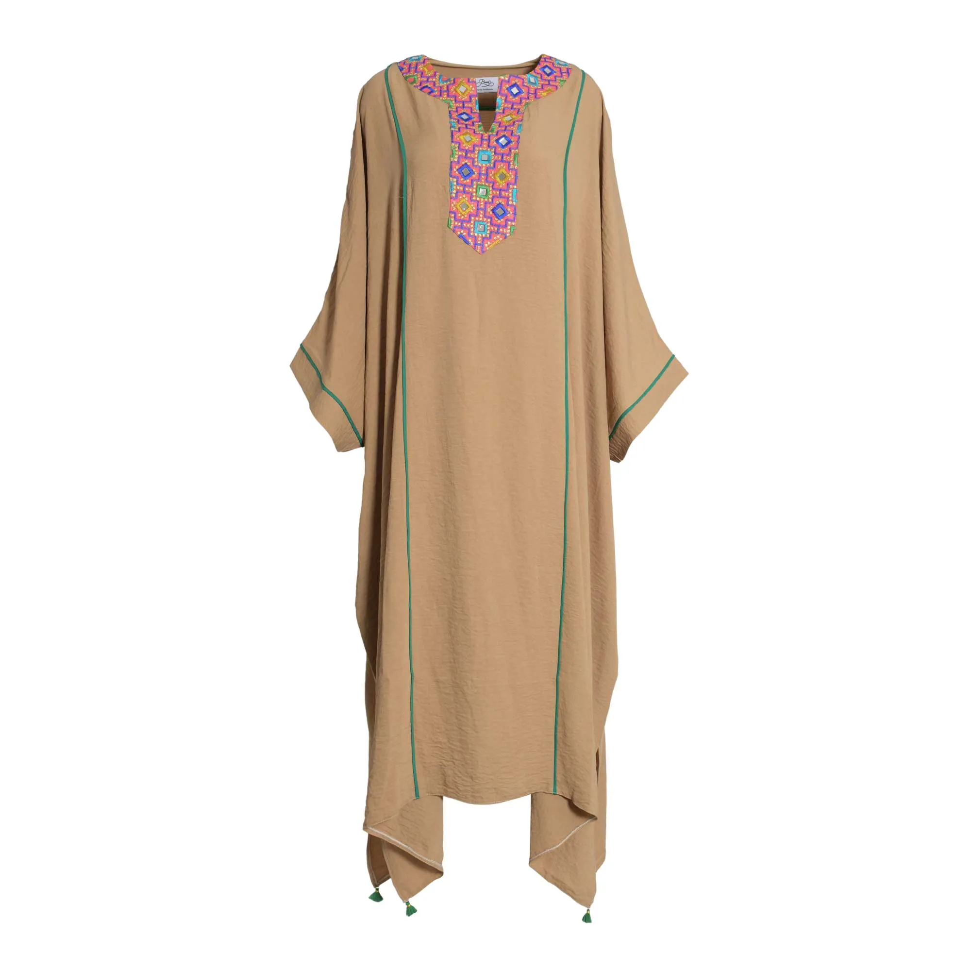 Fahm Women's Beige Dress, Free Size