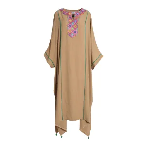 Fahm Women's Beige Dress, Free Size