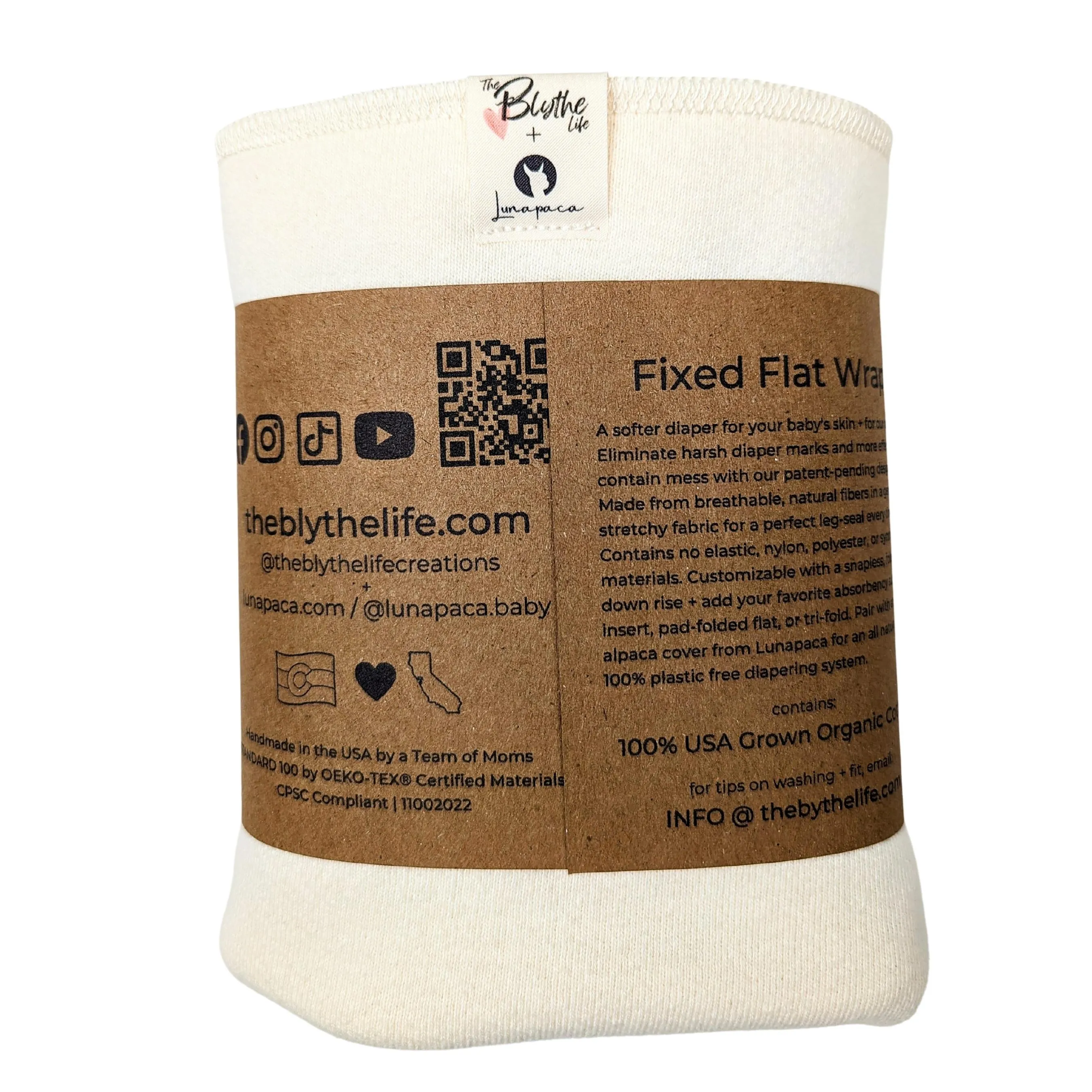 Fixed Flat Wrap-Lunapaca Collab | One Size (Medium) | Plastic Free | Outer Wraps Only