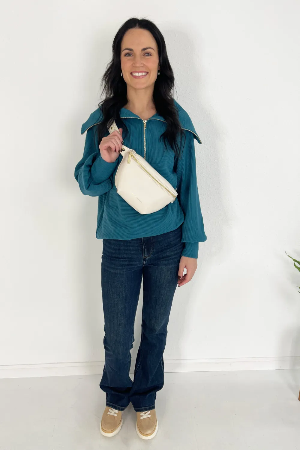 Front Zipper Oversized Collar Pullover