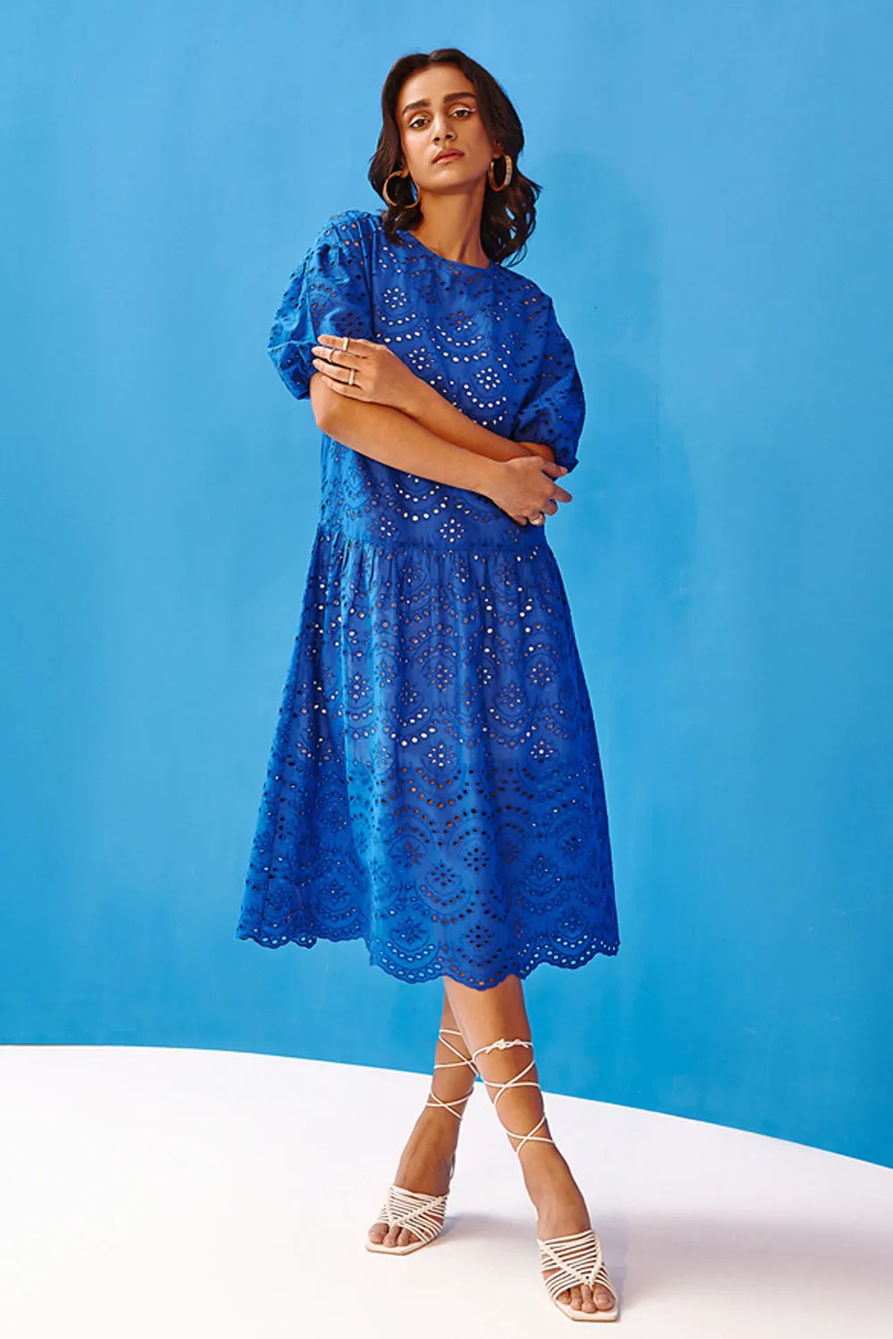 Imperial Blue Eyelet Dress