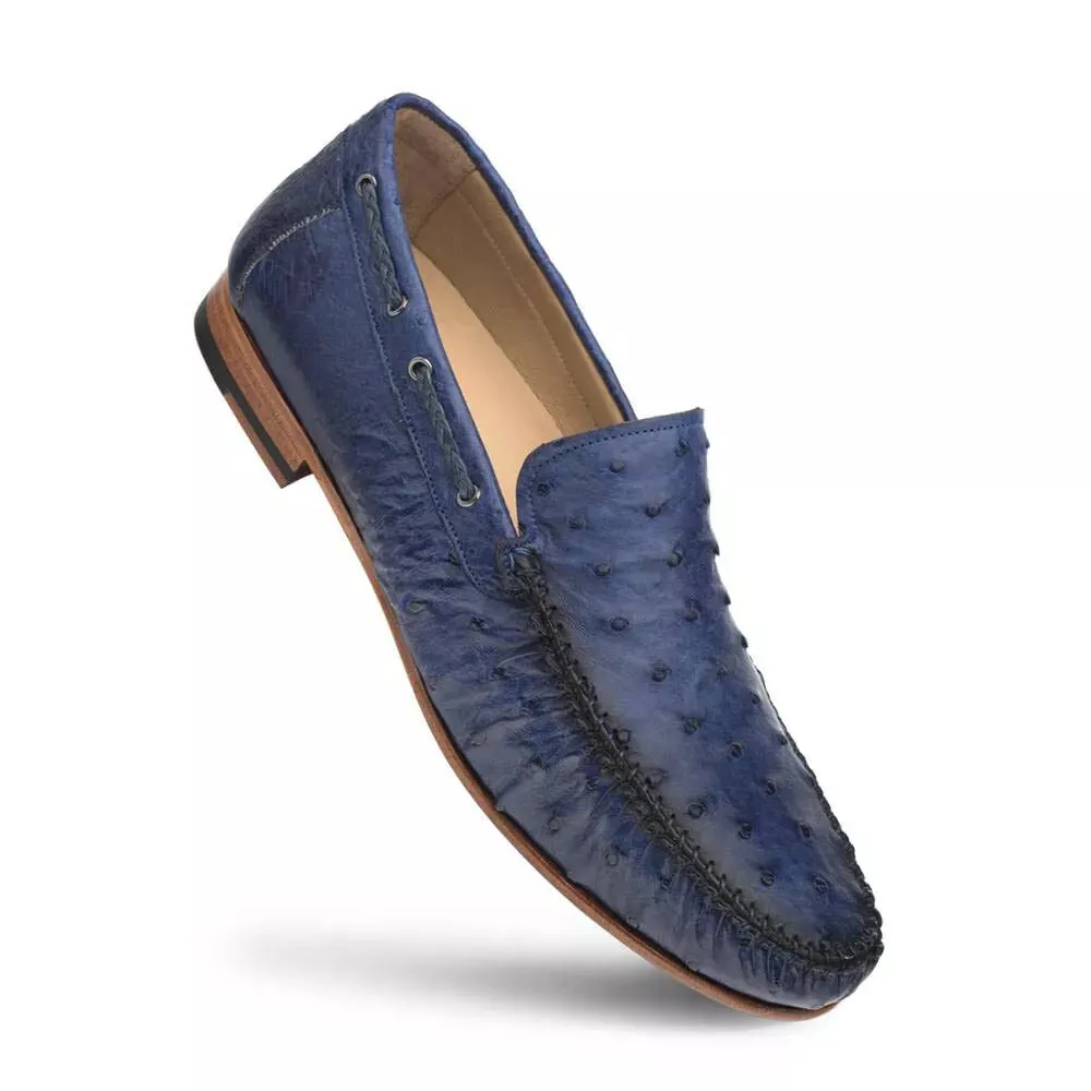 Jean Genuine Ostrich Dress Moccasin By Mezlan Made in Spain Brand