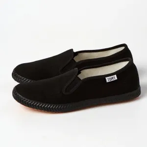 Ladies Side Gusset Slip On Sneaker - Black