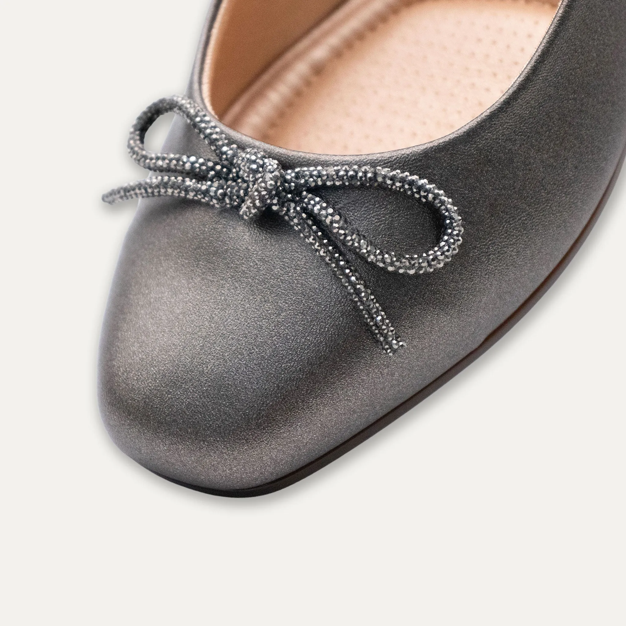 Lucia Metallic Onix Bow Ballet Flats
