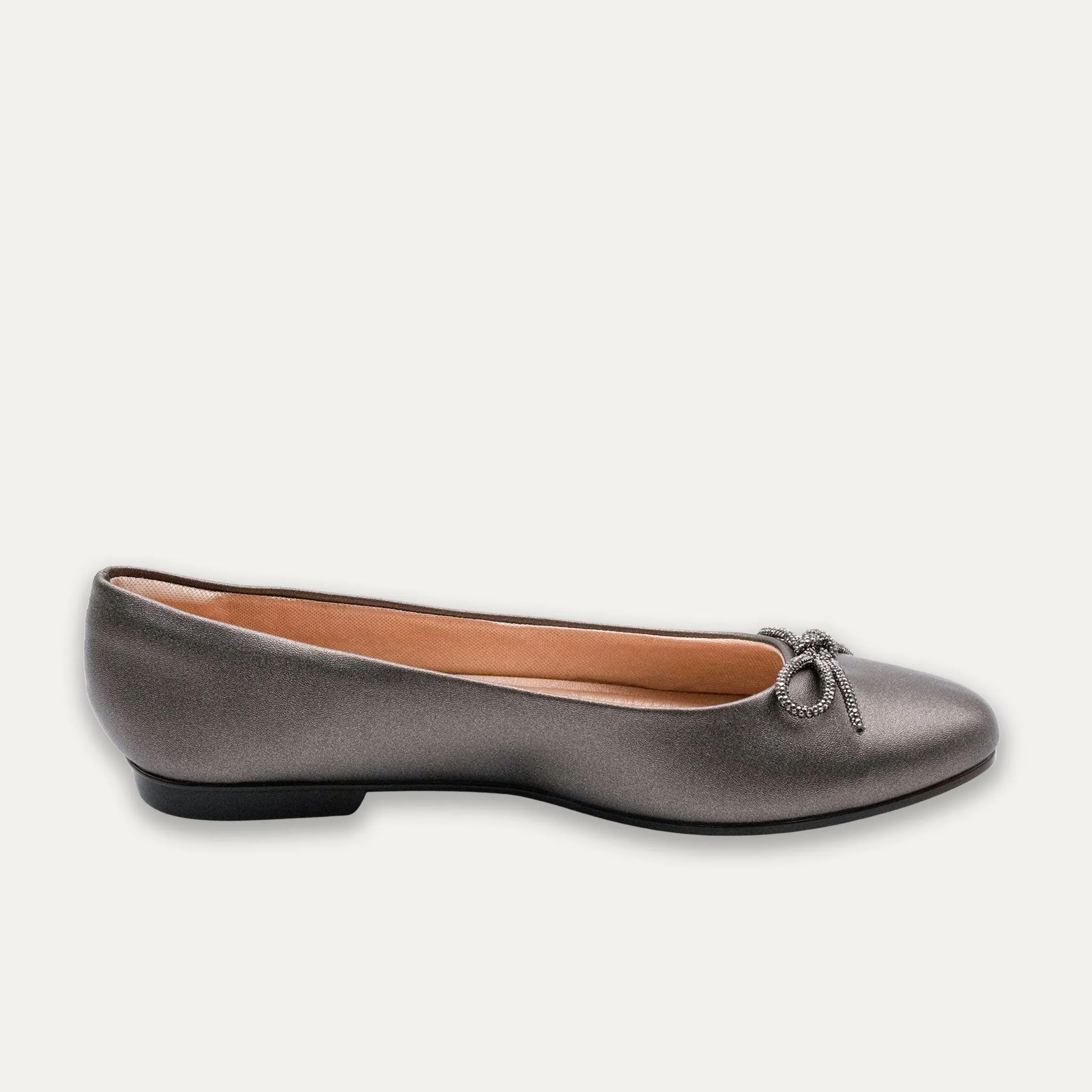 Lucia Metallic Onix Bow Ballet Flats