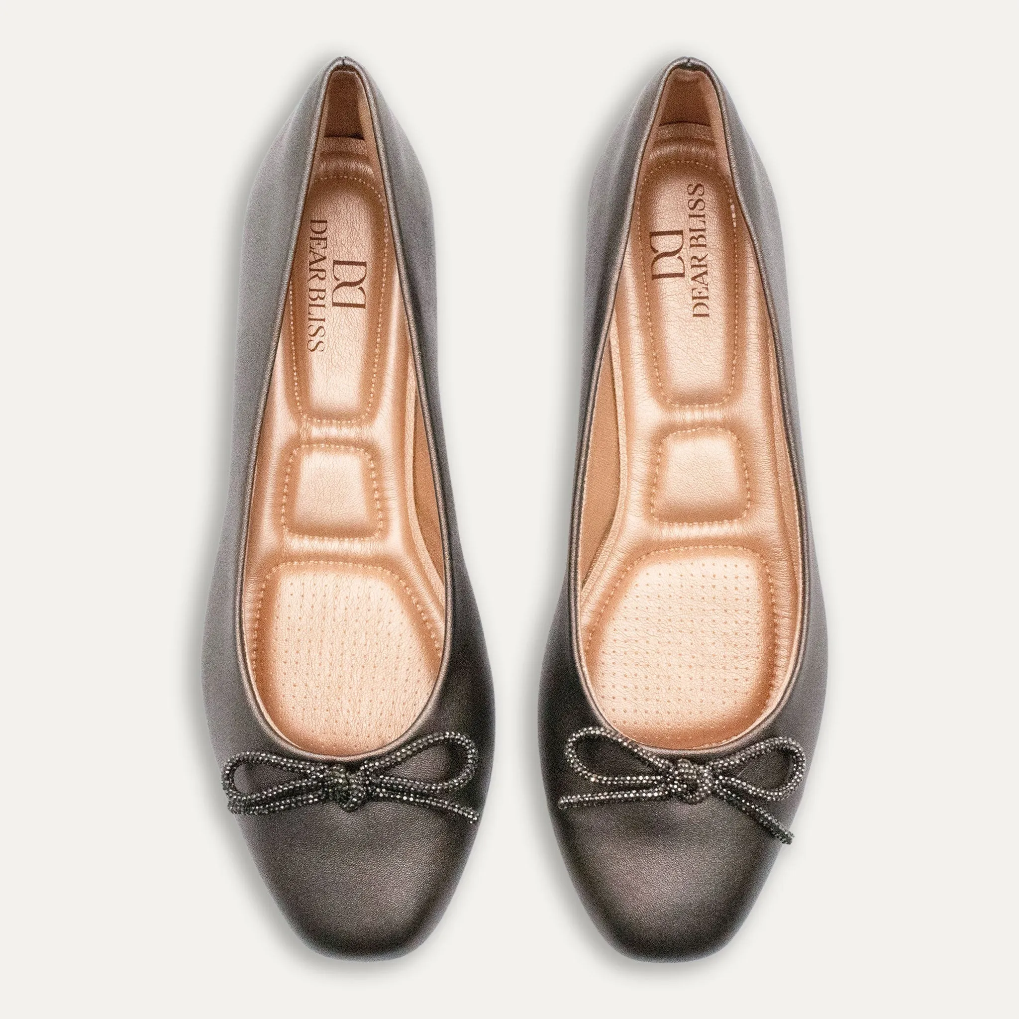 Lucia Metallic Onix Bow Ballet Flats