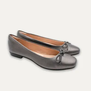 Lucia Metallic Onix Bow Ballet Flats