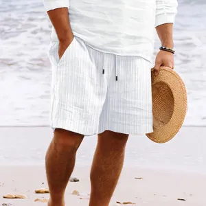 Men’s Shorts – Cotton Linen Blend – Relaxed Fit – Drawstring Waist – Multi Pocket
