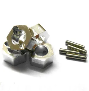N10179S 1/10 Scale Aluminium Alloy Pin Drive Wheel Hex Hub 7mm M7 Silver x 4