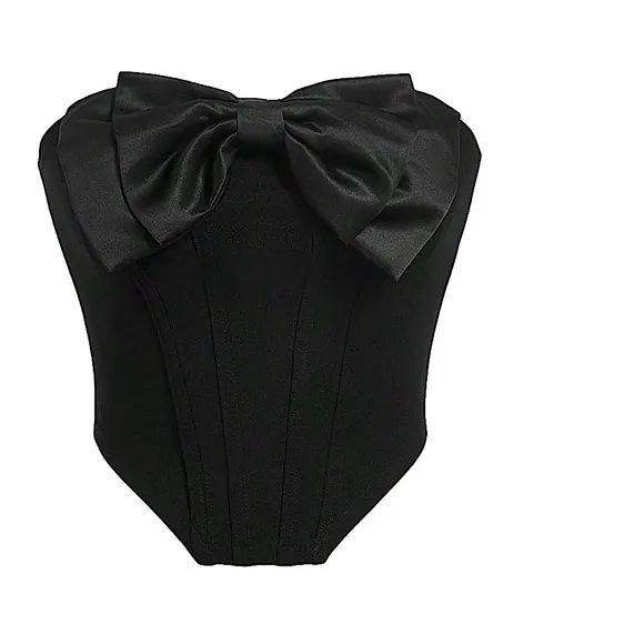 New Black Bustier with Cute Trendy Bow Size XS