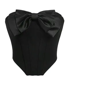 New Black Bustier with Cute Trendy Bow Size XS