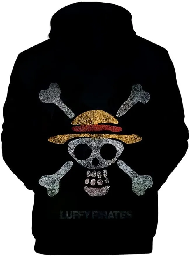 New FJHYEEBN Adult Hoodie Luffy Chopper Zoro Print Drawstring Long Sleeve Sweatshirts Sportswear Japan Anime Novelty Pullover Sz M