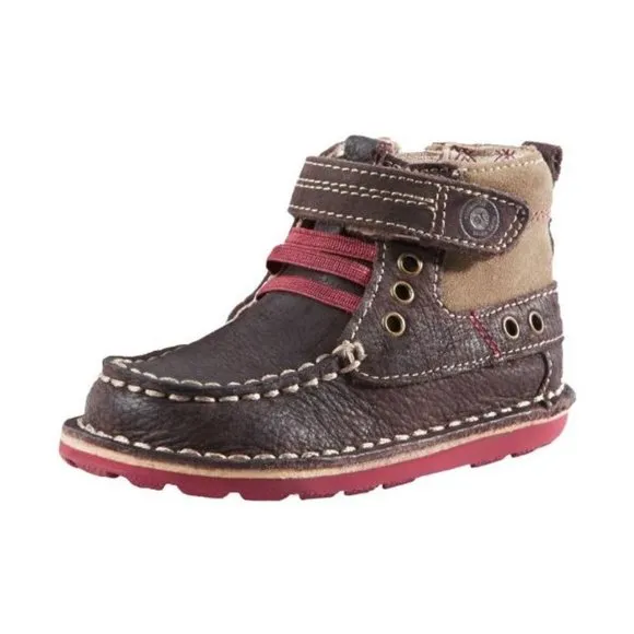 NEW Stride Rite Kid Medallion Maxwell Dark Brown Above Ankle Moccasin Zip Boot