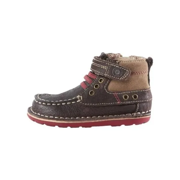 NEW Stride Rite Kid Medallion Maxwell Dark Brown Above Ankle Moccasin Zip Boot