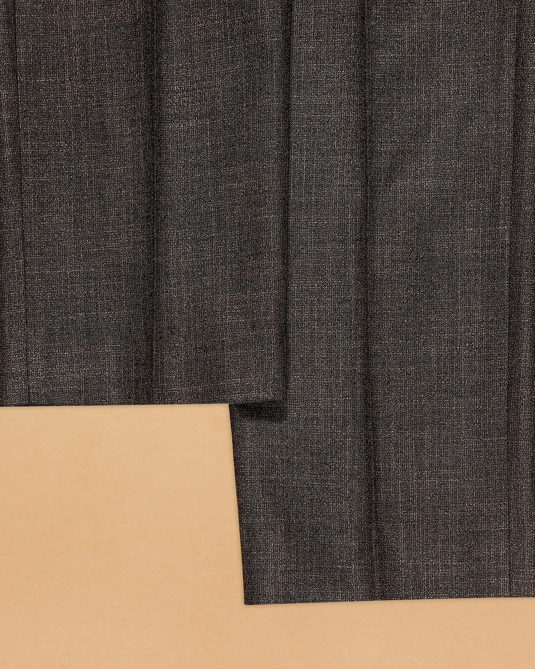 Peanut Brown Slub textured Checked Terry Rayon Formal Pant