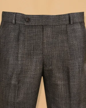 Peanut Brown Slub textured Checked Terry Rayon Formal Pant