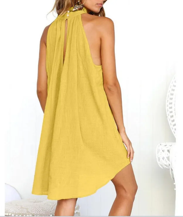 Round Neck Sleeveless Slip Back Fashion Dress