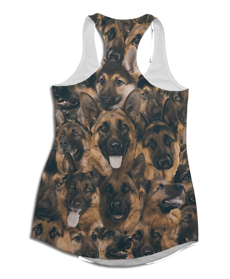 Shepherds on Shepherds on German Shepherds Racerback Tank Top