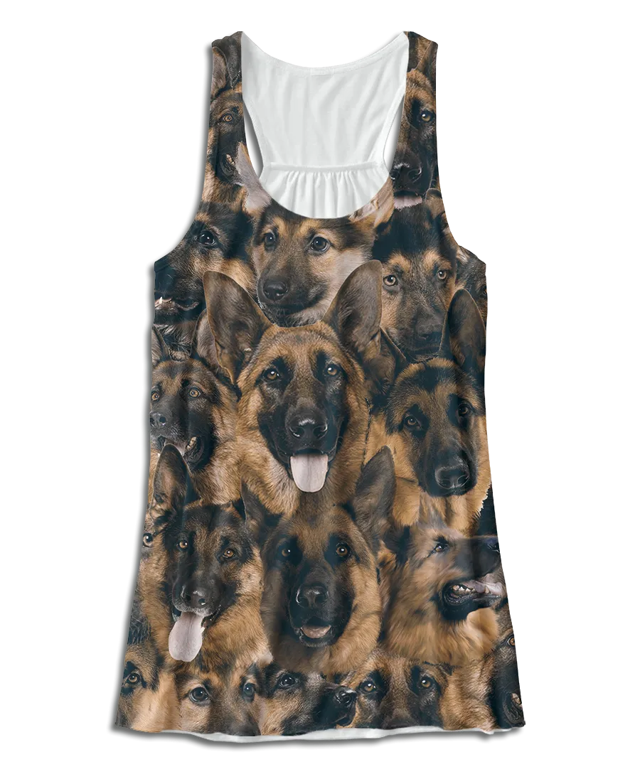Shepherds on Shepherds on German Shepherds Racerback Tank Top