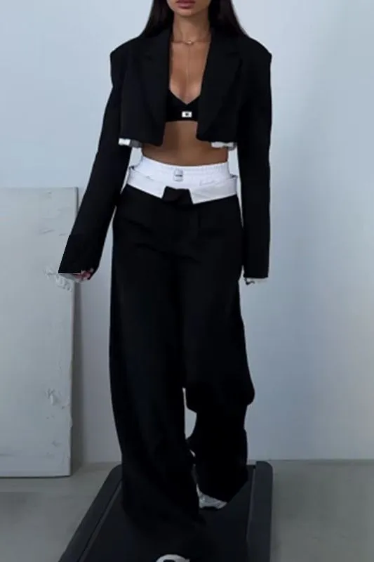 Short jacket and pants suit