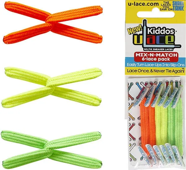 uLace Kiddos No-Tie Sneaker Laces - Neons