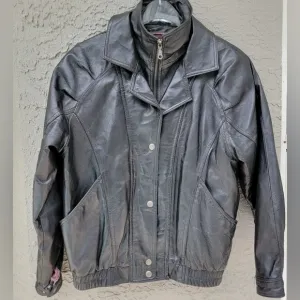 Vintage Wilson's Leather genuine leather unissex bomber moto black jacket Sz XS