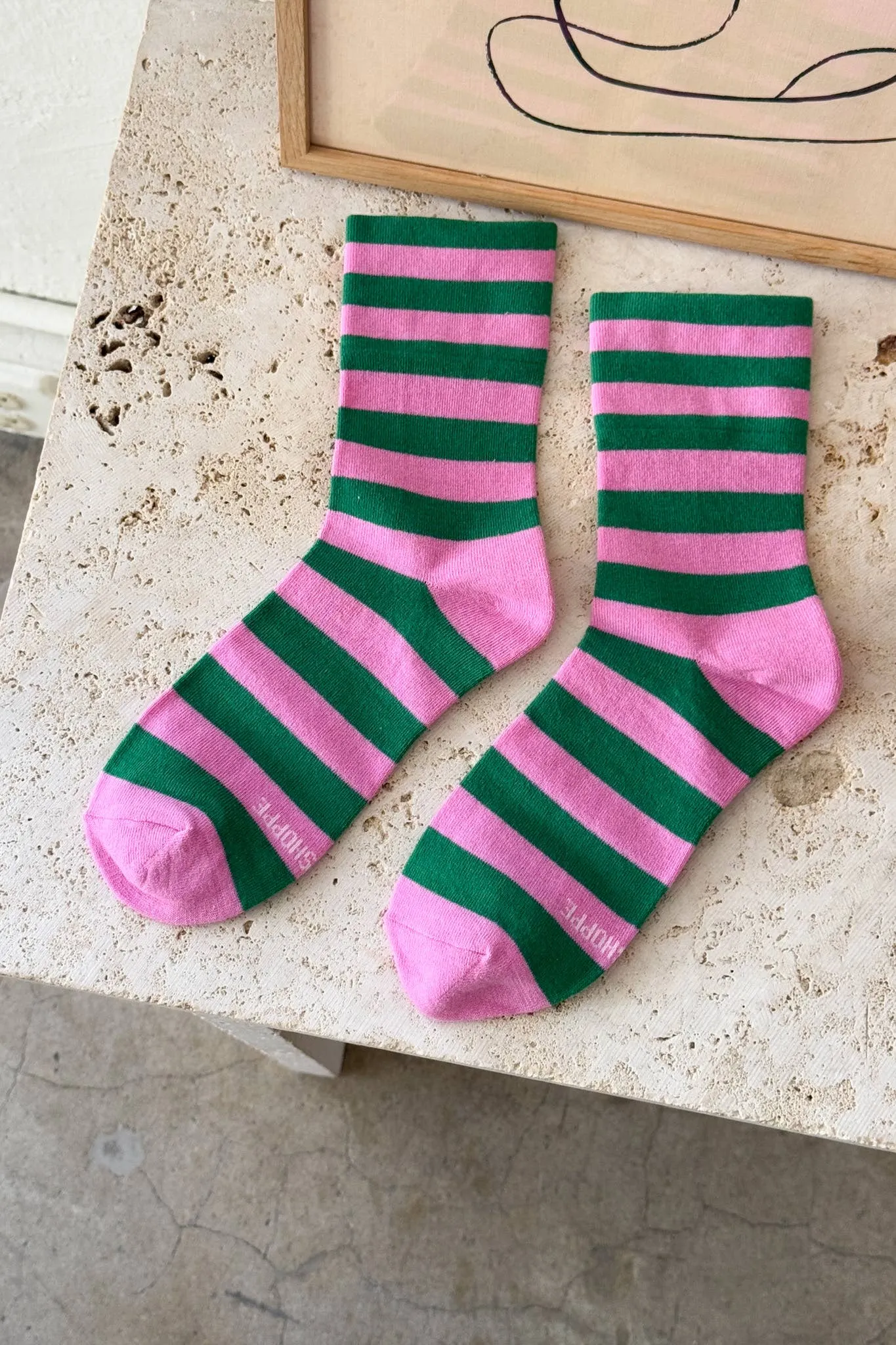 Wally Socks: Wide / Pink Stripe