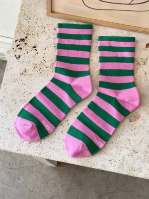Wally Socks: Wide / Pink Stripe