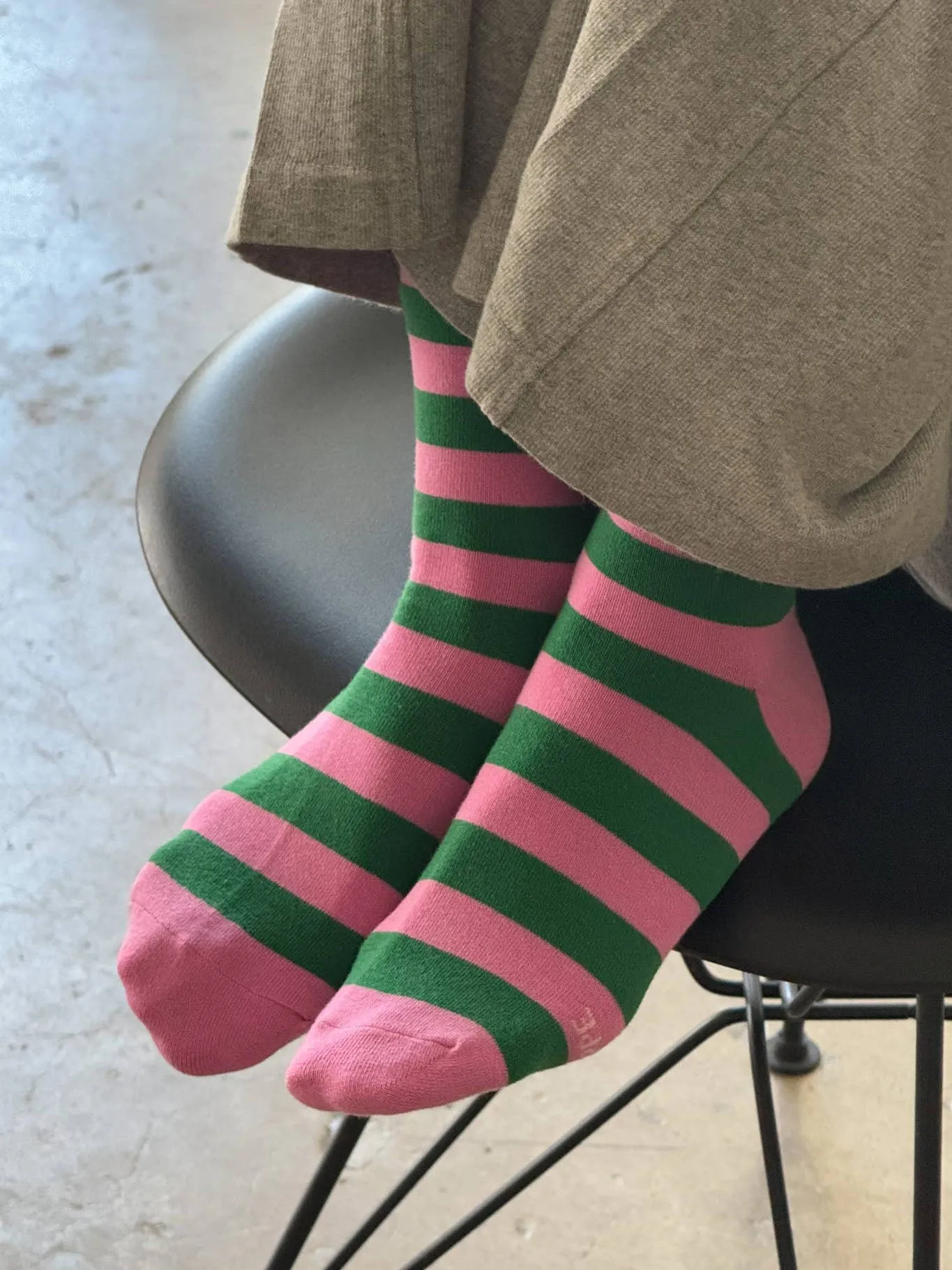 Wally Socks: Wide / Pink Stripe