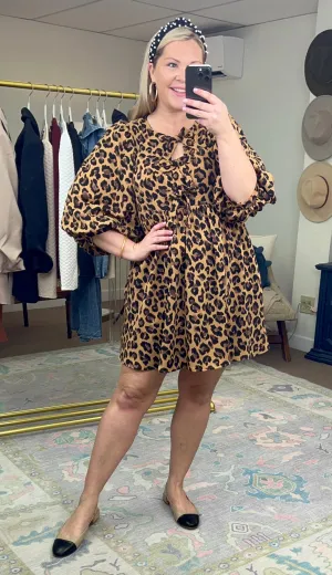 Wild Side Leopard Print Bow Dress