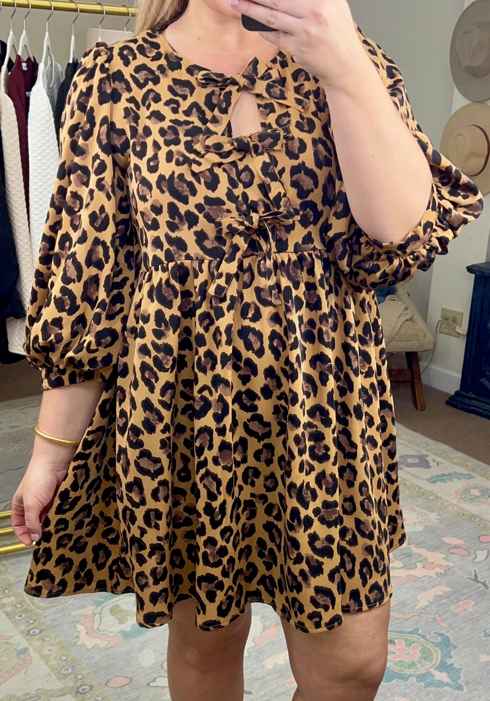 Wild Side Leopard Print Bow Dress