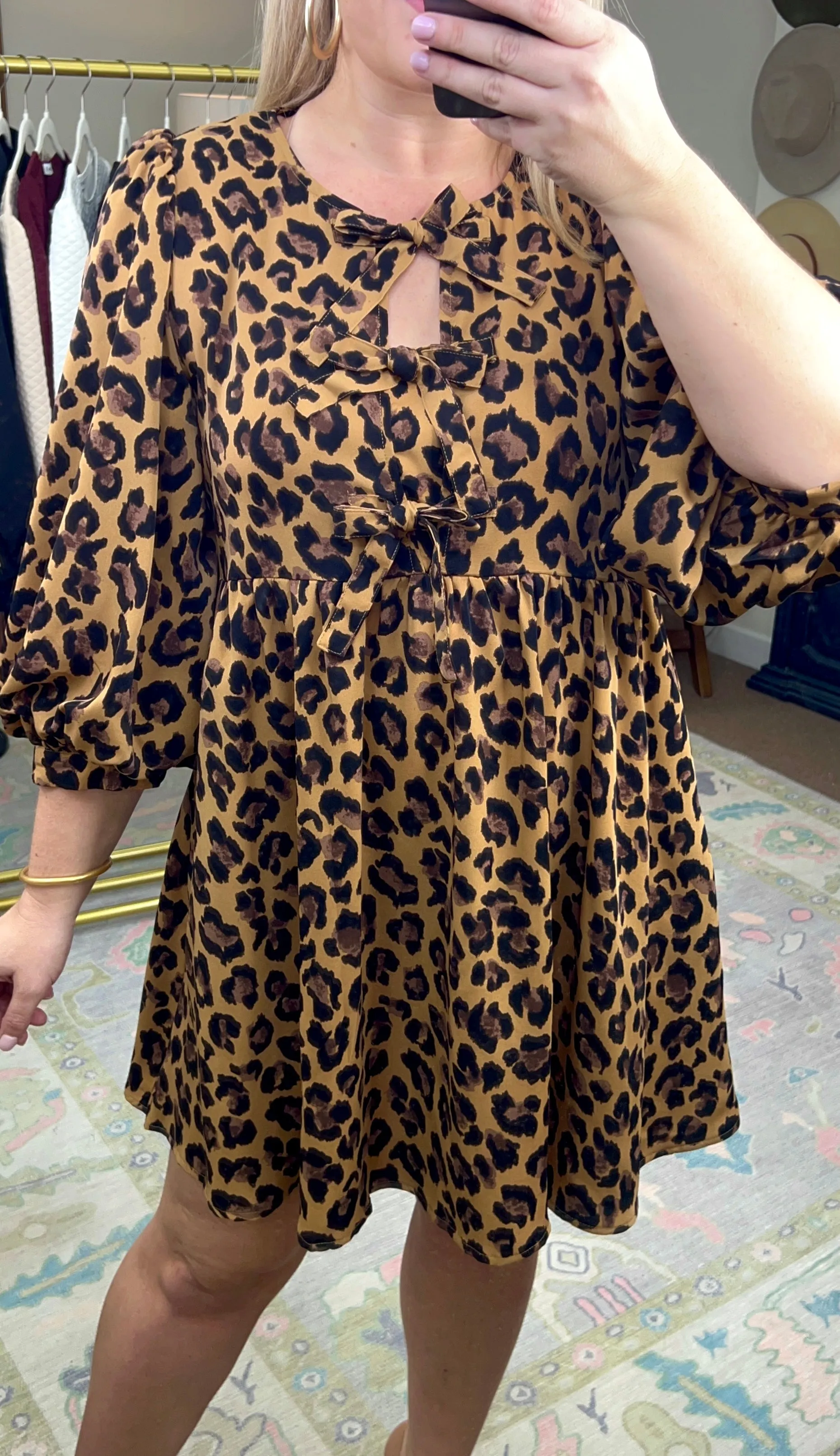 Wild Side Leopard Print Bow Dress