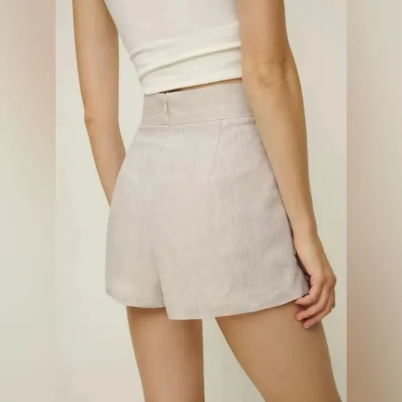 Women Linen High Waist Breathable Summer Shorts