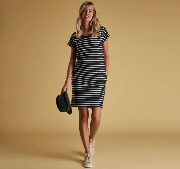 Women's Barbour | Sailboat Cotton Dress | Navy and White