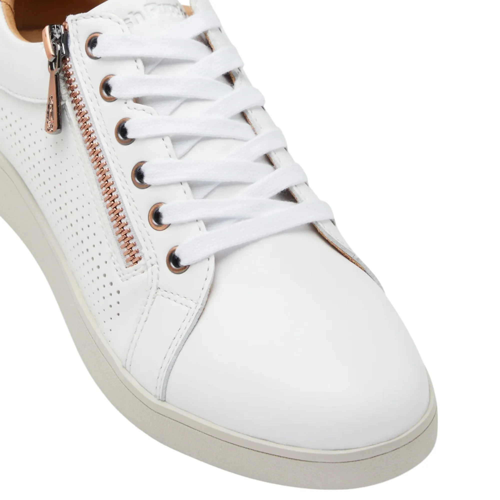 Womens Hush Puppies Mimosa Perf Ladies Sneakers Zip White Casual Lace Up Shoes