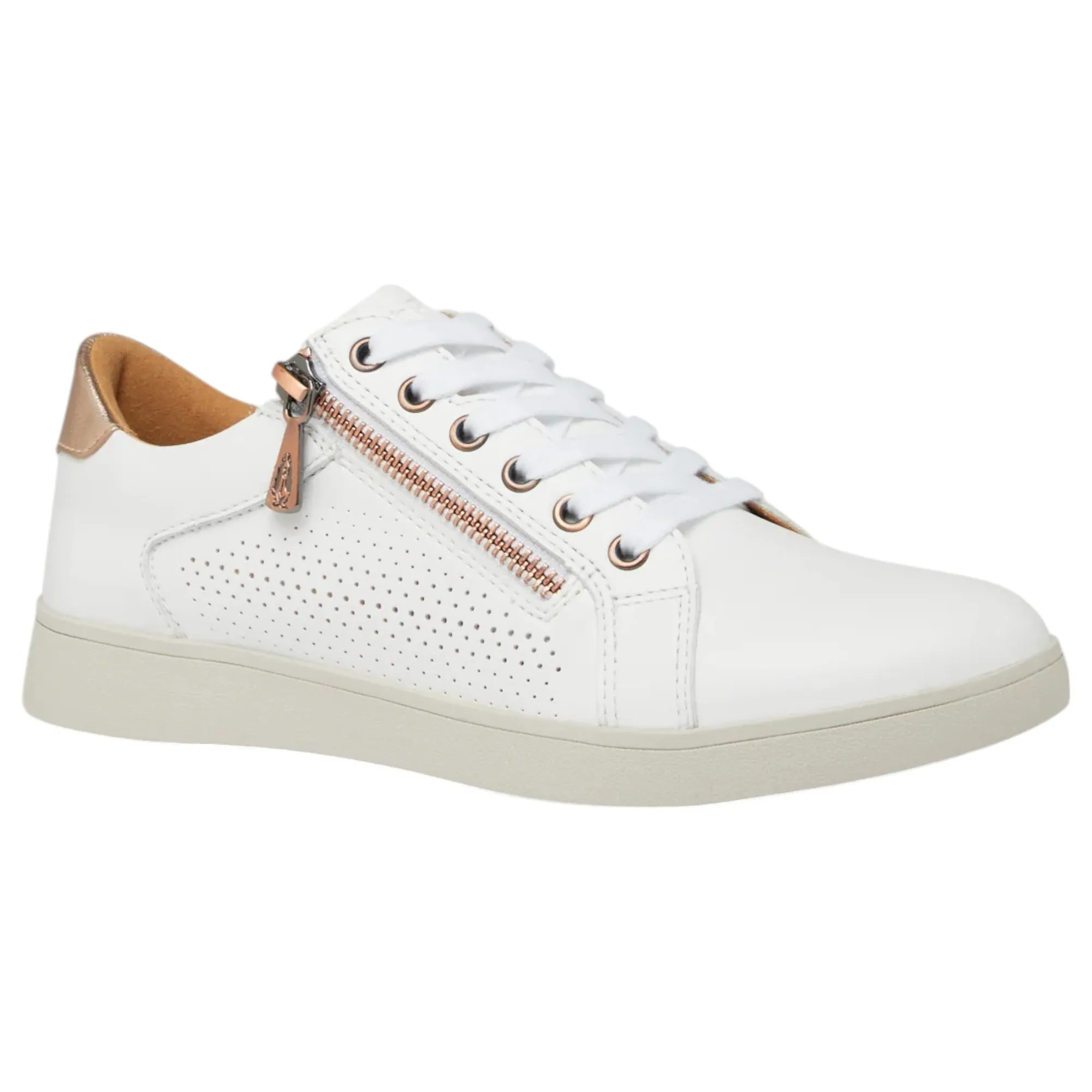 Womens Hush Puppies Mimosa Perf Ladies Sneakers Zip White Casual Lace Up Shoes